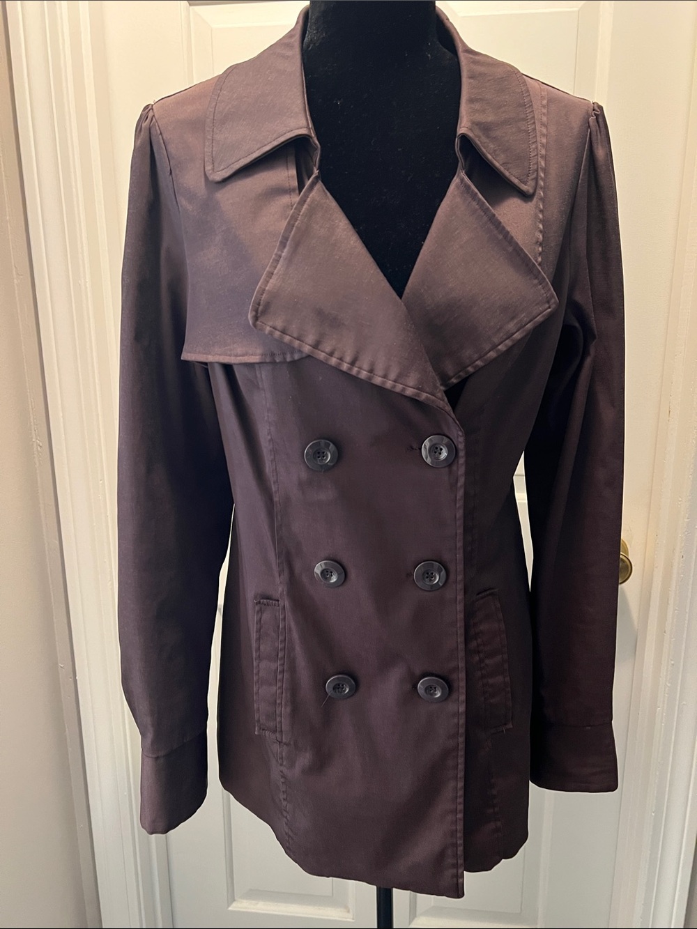 Women’s Double-Breasted Dark Plum Jacket Size Large